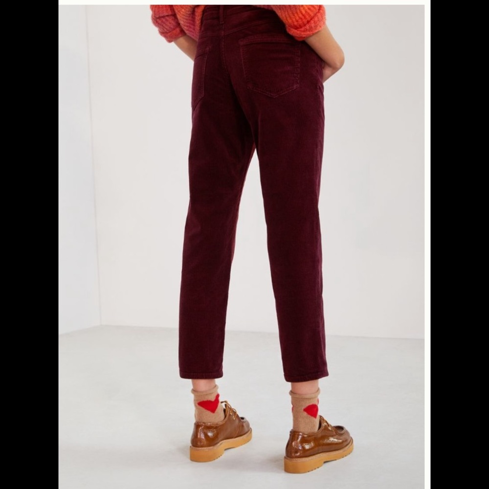 Anthropologie Burgundy Corduroy Ankle Pants - Picture 2 of 8